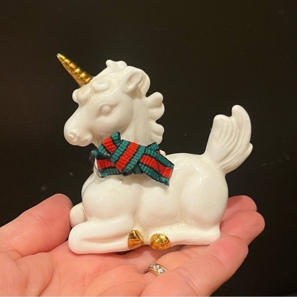 Vintage Christmas Unicorn Figurine Bone China - Picture 8 of 10